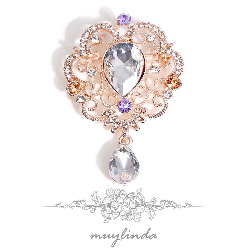 Trâm Cài Áo Hình Giọt Nước Đính Đá Pha Lê Phong Cách Baroque Thời Trang