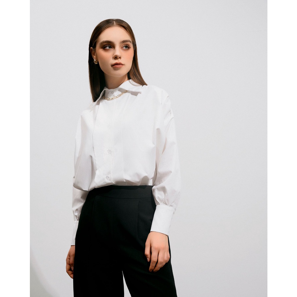 Áo Sơ Mi Basic ONMIX - Mason Shirt - Vải Thô Hàn - Màu Trắng Trơn