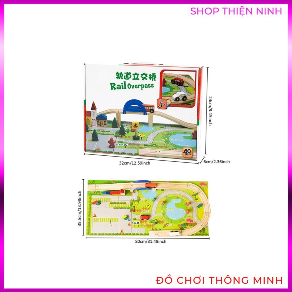 Đồ chơi gỗ thông minh cho bé trai, lắp ghép mô hình giao thông thành phố cho trẻ em
