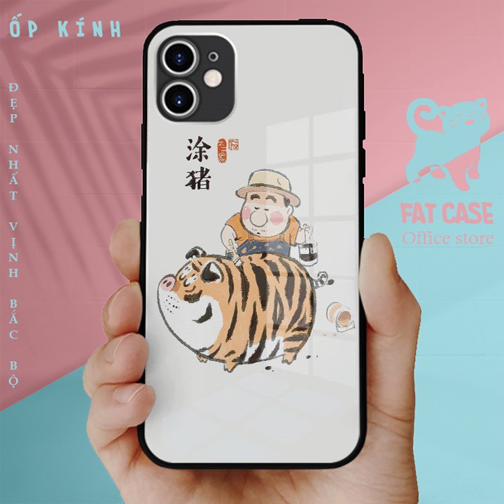 Ốp iphone kính Hổ béo quay như heo iphone 6/6plus/6s/7/7plus/8/8plus/x/xr/xs/11/12/13/pro/max/plus/promax OK-BLUIMH00103