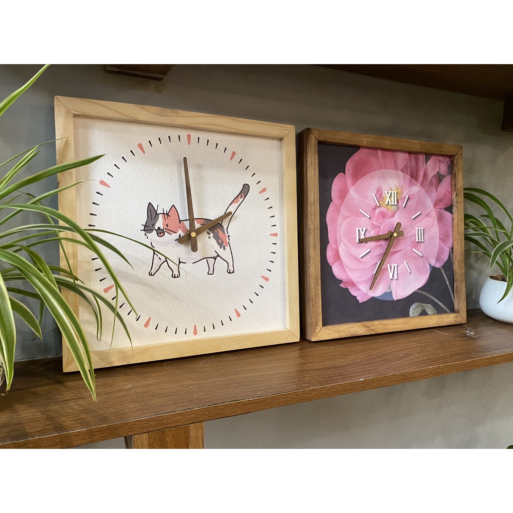 Tranh Đồng Hồ Treo Tường Khung Gỗ Nhập Khẩu Vintage, Trang Trí Phòng Khách, Spa Nghệ Thuật - Huyền My Decor