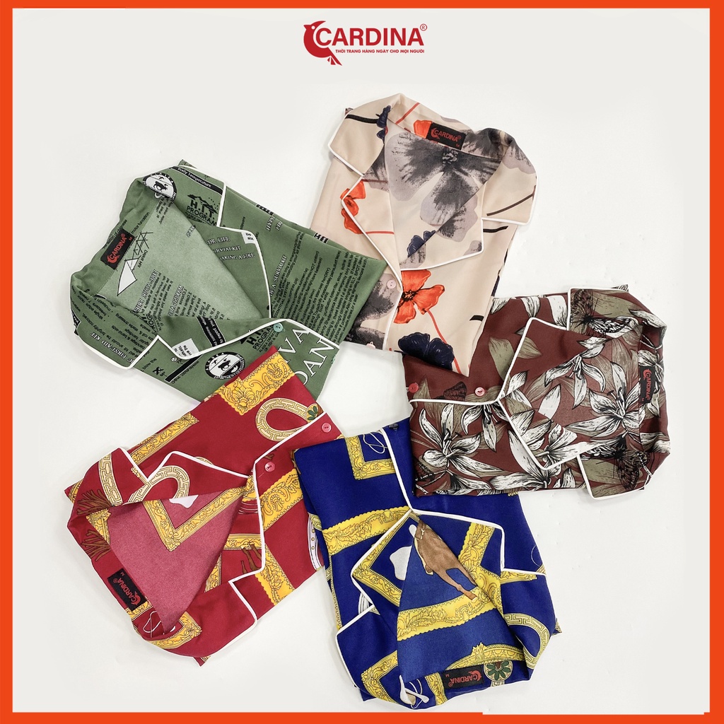 Đồ Bộ Pijama Nữ CARDINA Chất Lụa Mango Cao Cấp Áo Cộc Tay Quần Đùi Họa Tiết Mềm Mại 2MF03