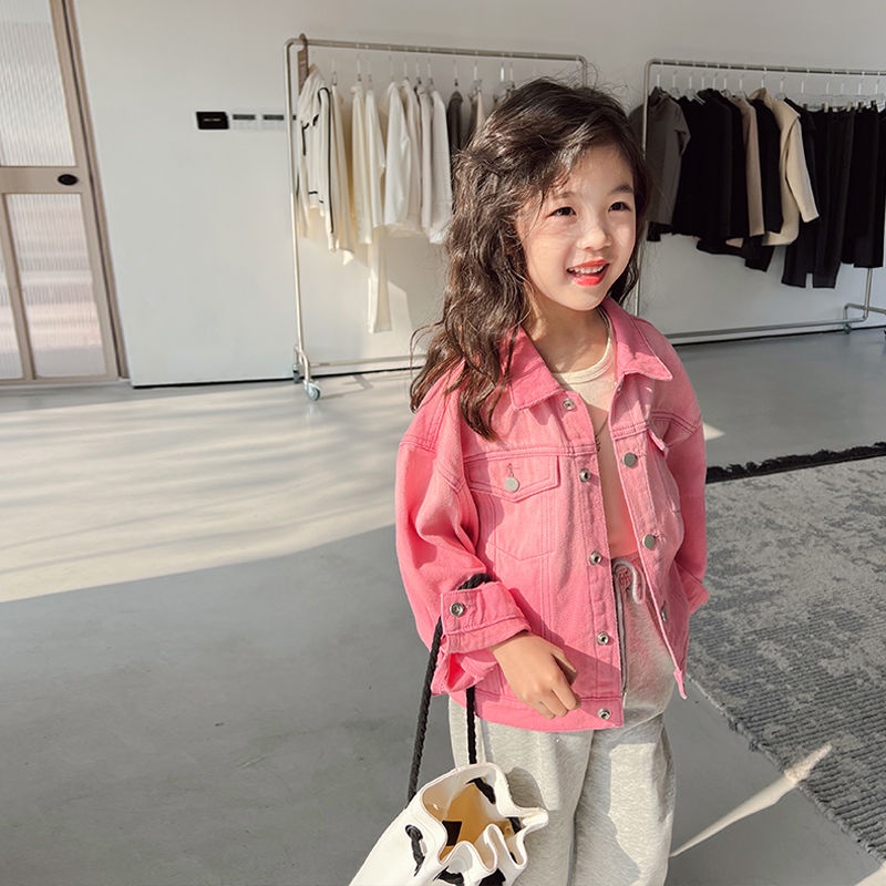 Áo Khoác Denim Màu Hồng Thời Trang Xuân Thu Mới 2022 Dành Cho Bé Gái