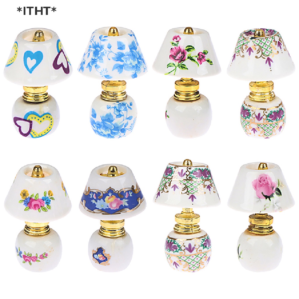 Đèn Để Bàn Mini Bằng Gốm Tỉ Lệ 1: 12 Dùng Trang Trí Nhà Búp Bê