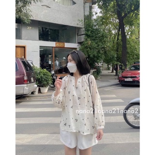 Áo hoa nhí cổ V