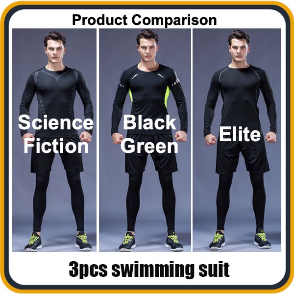 Bộ Đồ Bơi 3 Món Áo Tay Dài + Quần Short + Quần Dài Nhanh Khô Thời Trang Cho Nam