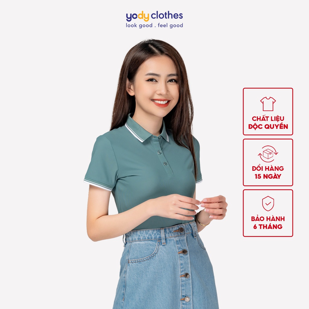 Áo phông polo nữ YODY cổ bẻ vải mắt chim cao cấp thấm hút tốt APN5434 | BigBuy360 - bigbuy360.vn