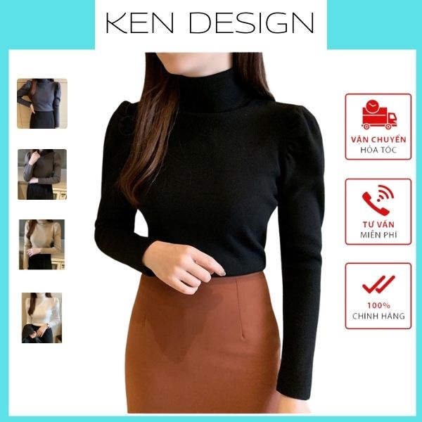 Áo Len Tăm Nhung Tay Bồng Giữ Nhiệt Basic 6 Màu Chất Liệu Len Mềm Mại Co Giãn Thoải Mái