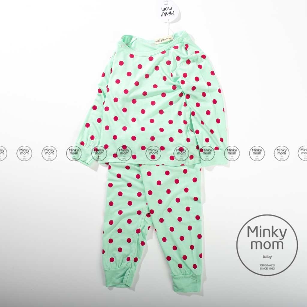 [SALE] Bộ Dài Tay Cho Bé Trai, Bé Gái Minky Mom Vải Thun Lạnh Hoạ Tiết Chấm Bi, Đồ Bộ Cho Bé Mặc Nhà Thu Đông MKMTD2138