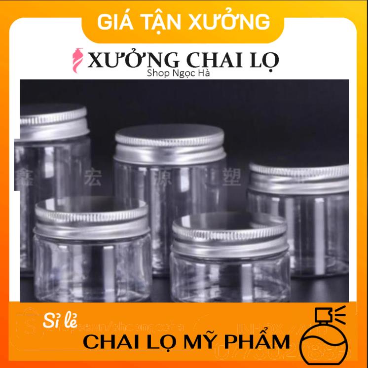 Hủ nhựa pet Trong Nắp Nhôm 100g 200g 250g / hủ đựng mỹ phẩm / chai lọ chiết mỹ phẩm