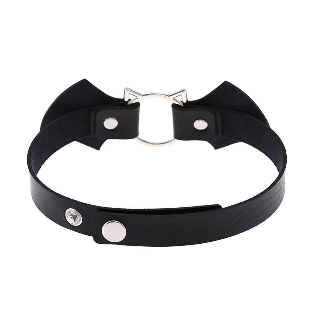 Vintage Punk Gothic Harajuku Cosplay Black White PU leather Bat Choker Necklace for women Men Statement Neckaces Jewelry