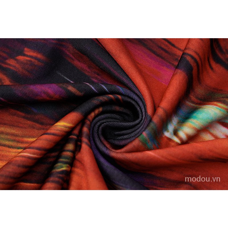 Đầm tay dài cổ cao in họa tiết nghệ thuật thời trang cho nữ