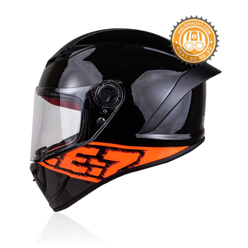 Nón bảo hiểm Fullface EGO E7 V3 đen tem cam