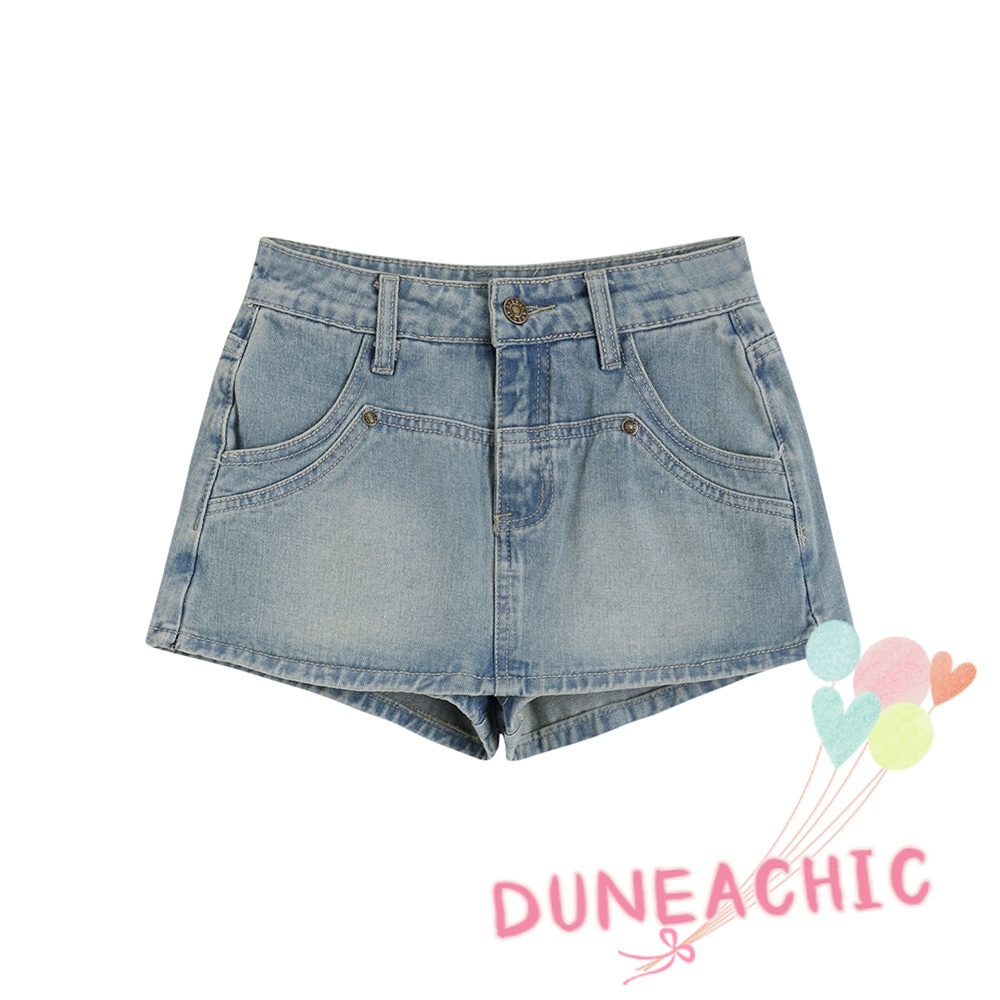DUNEA Quần Short Denim Dáng Chữ A Thiết Kế Quyến Rũ Cho Nữ