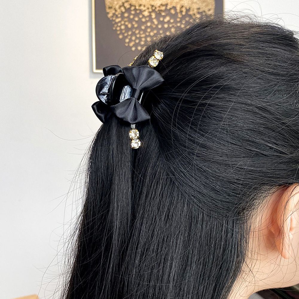 Kẹp Tóc Càng Cua Bằng Nhựa Đính Nơ Phong Cách Hàn Quốc Thanh Lịch Cho Nữ Giá Đỡ