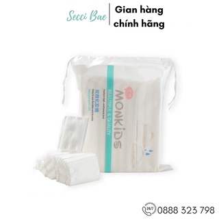 Bông tẩy trang mịn, không xơ Monkids 222miếng/gói