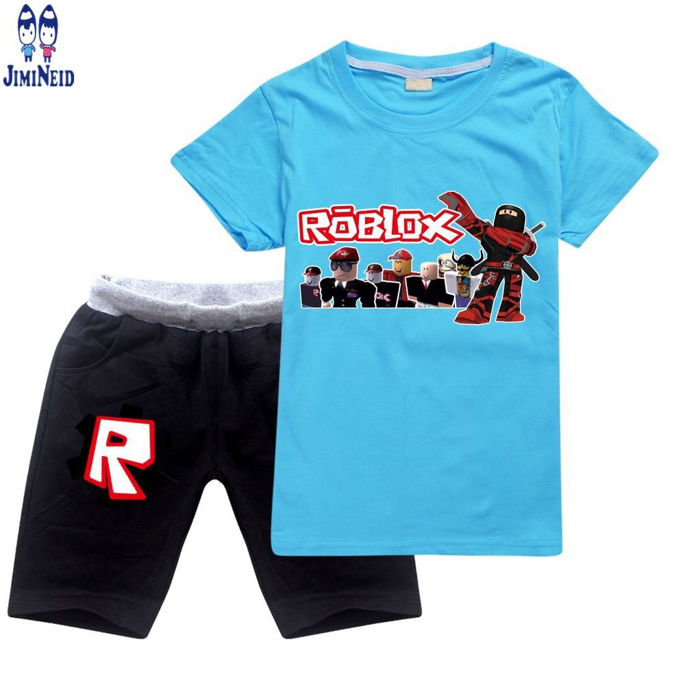 【JD】baby boy ROBLOX clothing fashion round neck Short-sleeved cotton T-shirt + shorts 2-piece set with trend