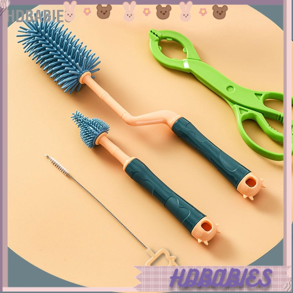 HDbabies 3 cái Bàn chải làm sạch bình sữa cho bé Bộ bàn mềm Silicone khác nhau Đầu chai