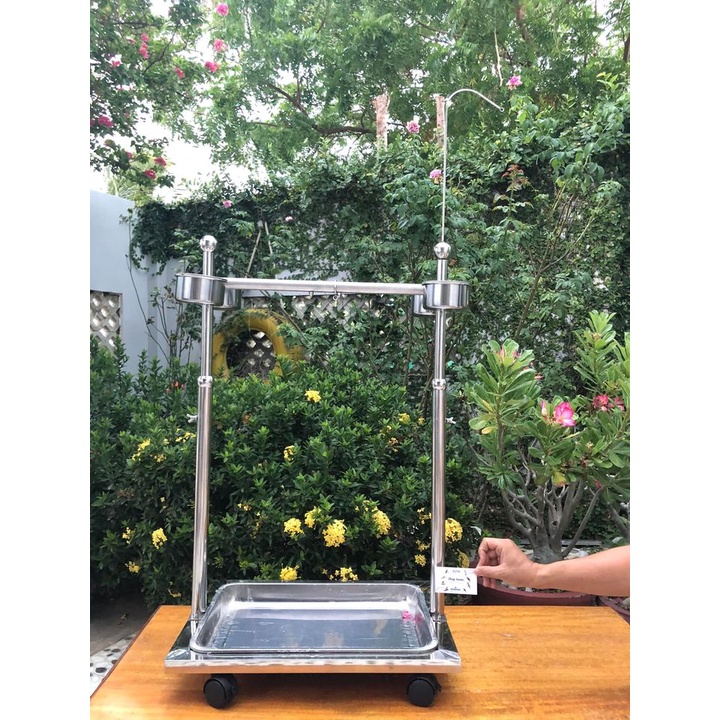 Cầu đứng inox nâng chiều cao dành cho tất cả các dòng vẹt : xích, ring neck, hahn macaw, sun, lory, amazon, xám, macaw