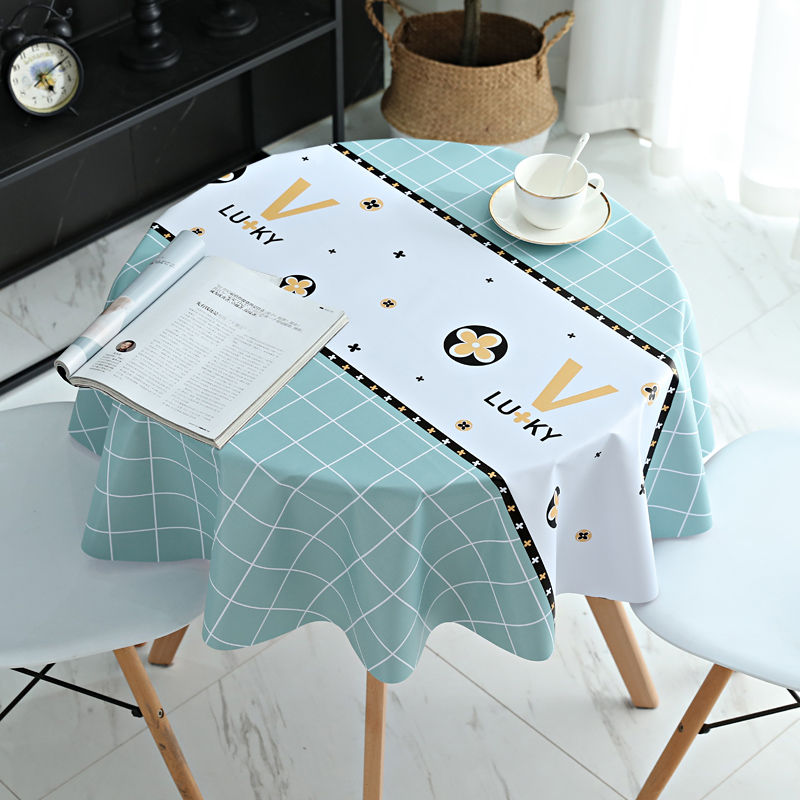 Nordic round table tablecloth net red pvc table cloth waterproof and oil-proof anti-scalding disposable household coffee table small round table cloth