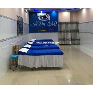 Bộ 5 Khăn Trải giường Spa 90x190 cm, Màu Xanh Blu