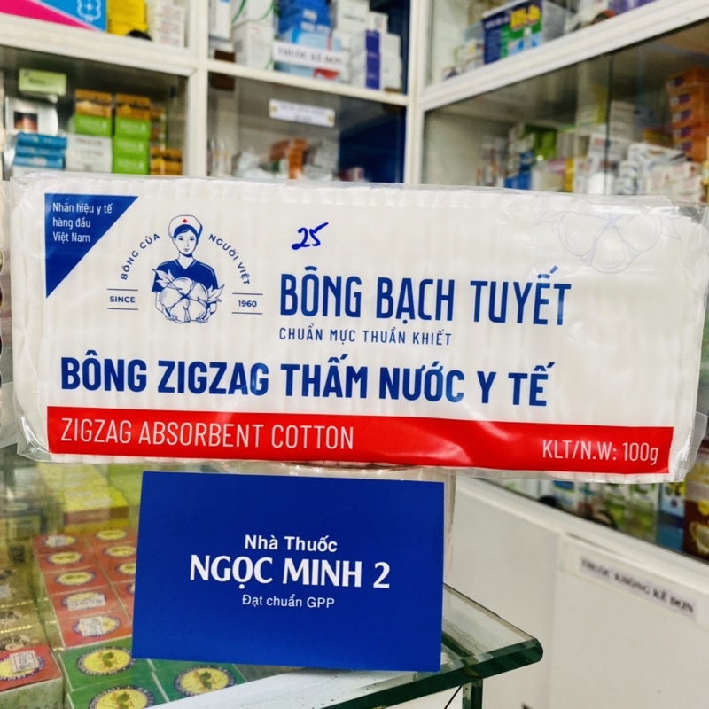 ✅ [Chính Hãng] Bông Bạch Tuyết cắt miếng ( 100g ) Bông Zigzag Thấm nước y tế chuẩn y khoa.
