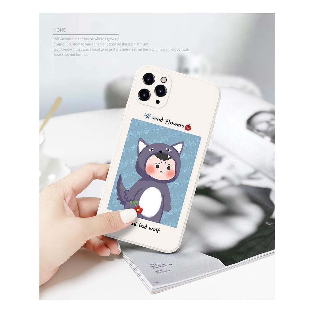 Ốp lưng iPhone Đôi Viền Cạnh Vuông Hình Cô Bé Khăn Đỏ Và Sói Chất TPU Dẻo Iphone 6 6plus 7plus 8plus x xs max 11 pro max