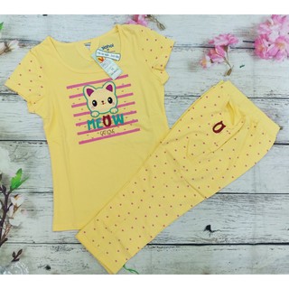 Bộ Mặc Nhà Gia Hồi Quần Lửng mèo M