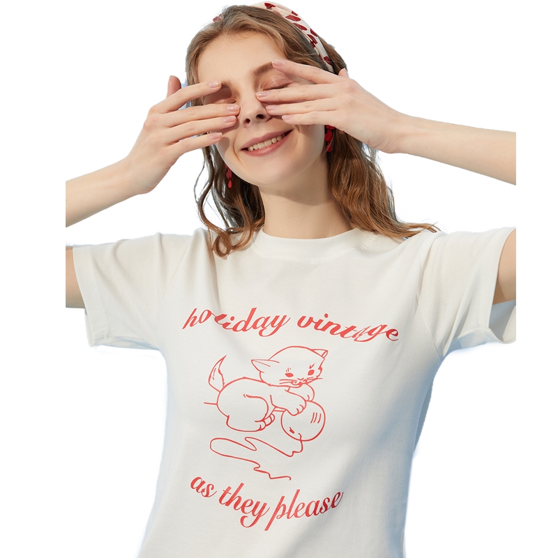 Áo Croptop Tay Ngắn Hoạ Tiết In Phong Cách Hàn Quốc