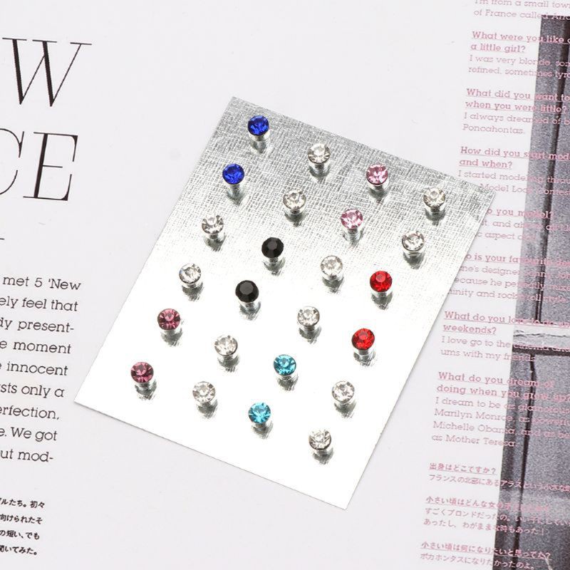 Set 12 Đôi Khuyên Tai Nam Châm Đính Đá Pha Lê Nhiều Màu Thời Trang Cho Nam Và Nữ