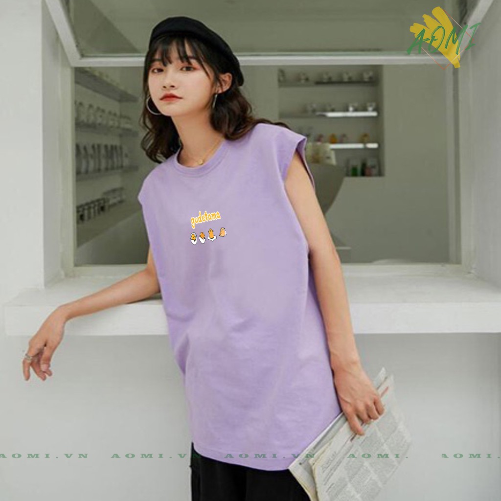 Áo tanktop Gudetama Egg [Nhiều Mẫu] dáng dài unisex dưới 65kg basic form rộng trơn tập thể thao mặc nhà đi chơi biển Hè