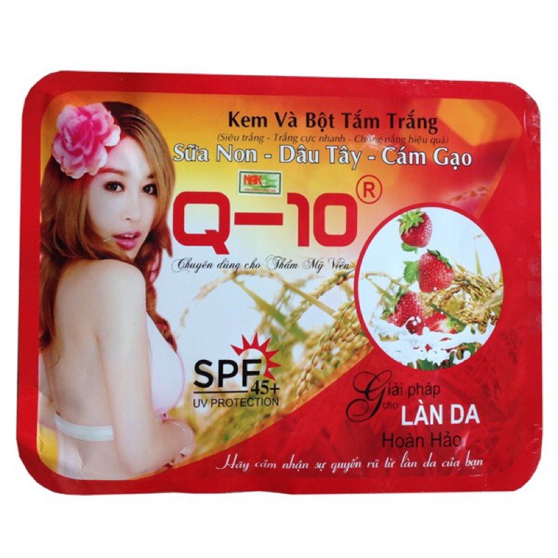 KEM VÀ BỘT TẨY TRẮNG SỮA NON DÂU TÂY CÁM GẠO Q10 150g