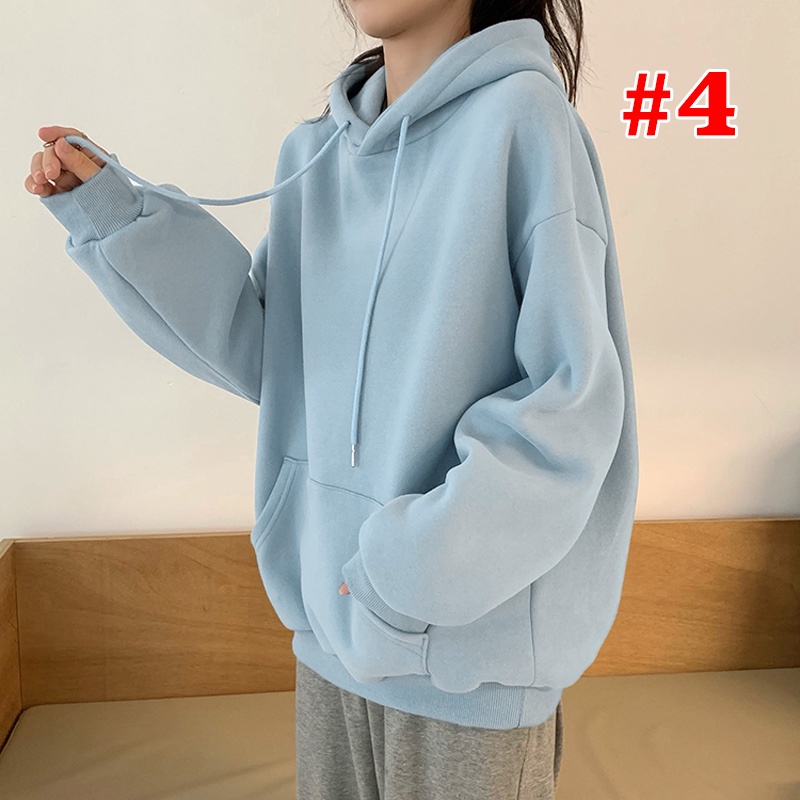 Áo khoác nỉ hoodie màu đơn giản nam nữ bigsize form giấu quần freesize đến 90kg