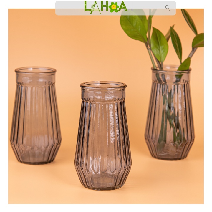 Lọ hoa thủy tinh kim cương decor để bàn phòng khách phong cách bắc âu cao cấp LÁ HOA DECOR GX150