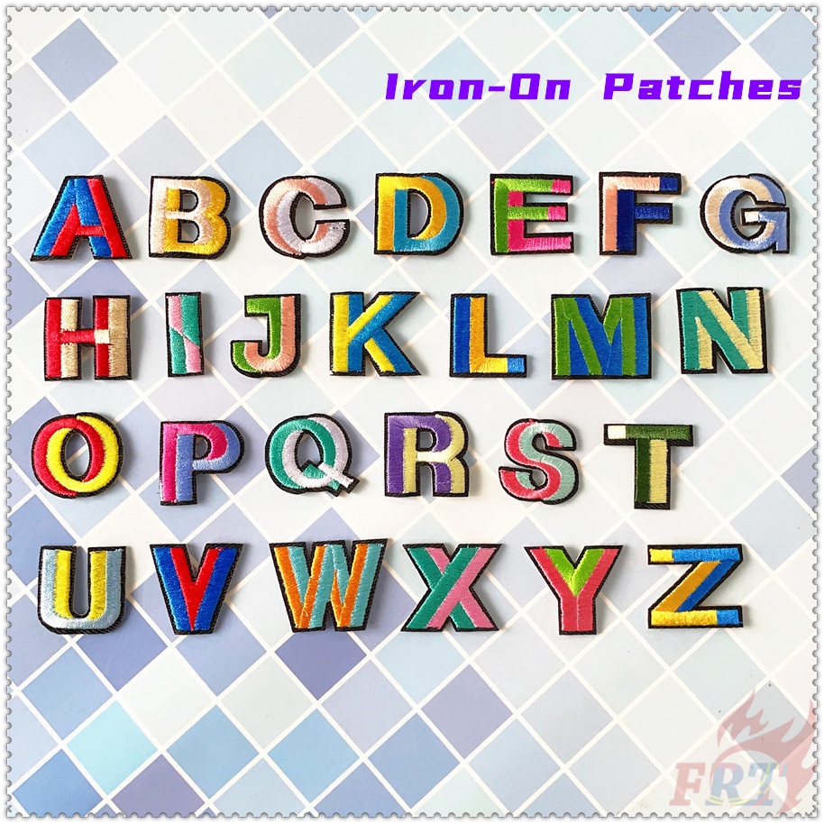 1 miếng dán ủi thêu hình chữ cái tiếng anh 3D nhiều màu sắc