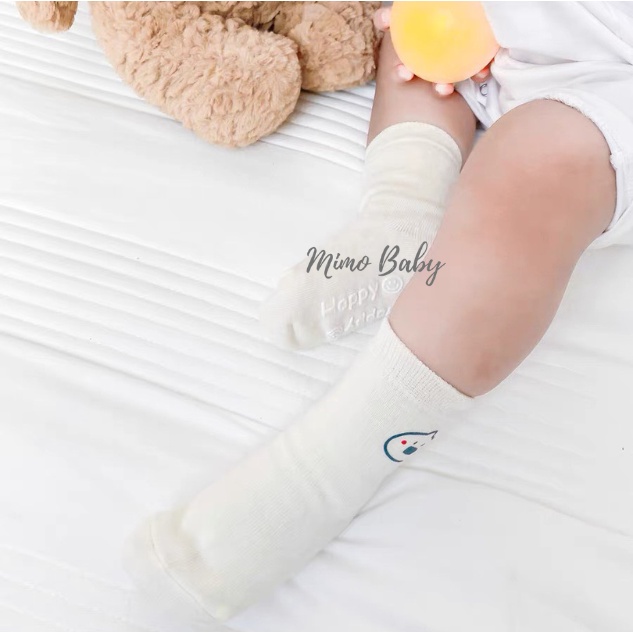 Tất vớ cao cổ màu trắng in hình con vật dễ thương cho bé T30 Mimo Baby