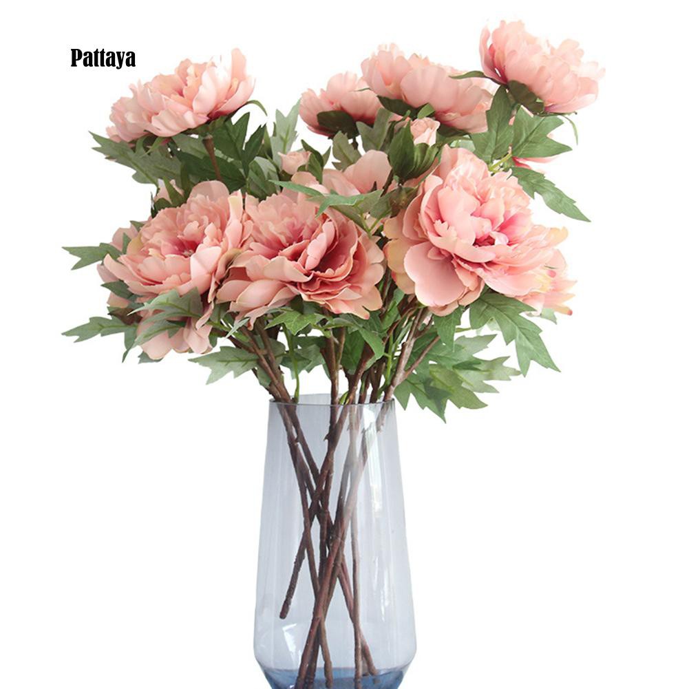 1 Chậu Hoa Mẫu Đơn Nhân Tạo Cho Trang Trí