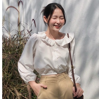 áo kiểu cổ bèo cúc trai dài tay TKA311 LOLLIE STUDIO