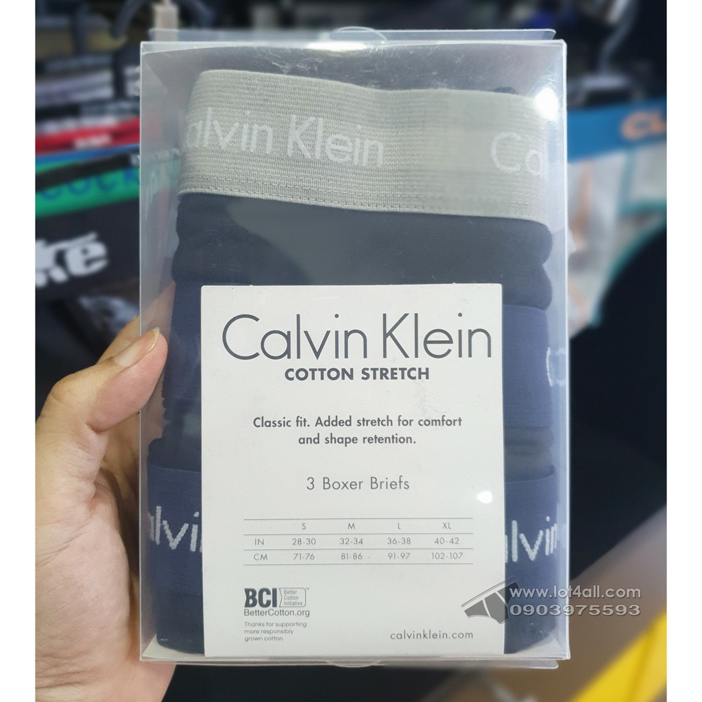 [CHÍNH HÃNG] Quần lót nam Calvin Klein NU2666 Cotton Stretch Classic Boxer Brief 3-pack Black
