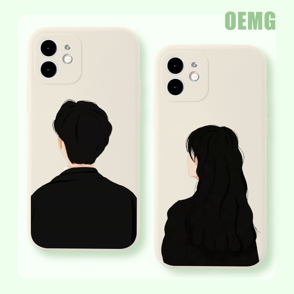 Ốp điện thoại viền vuông cặp đôi Thời trang cho for iPhone 11 12 13 Pro Max SE 2020 ip 8 7 6 6S Plus X XR XS ZJ358