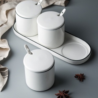 Set đựng gia vị, set 3 lọ đựng gia vị sứ cao cấp