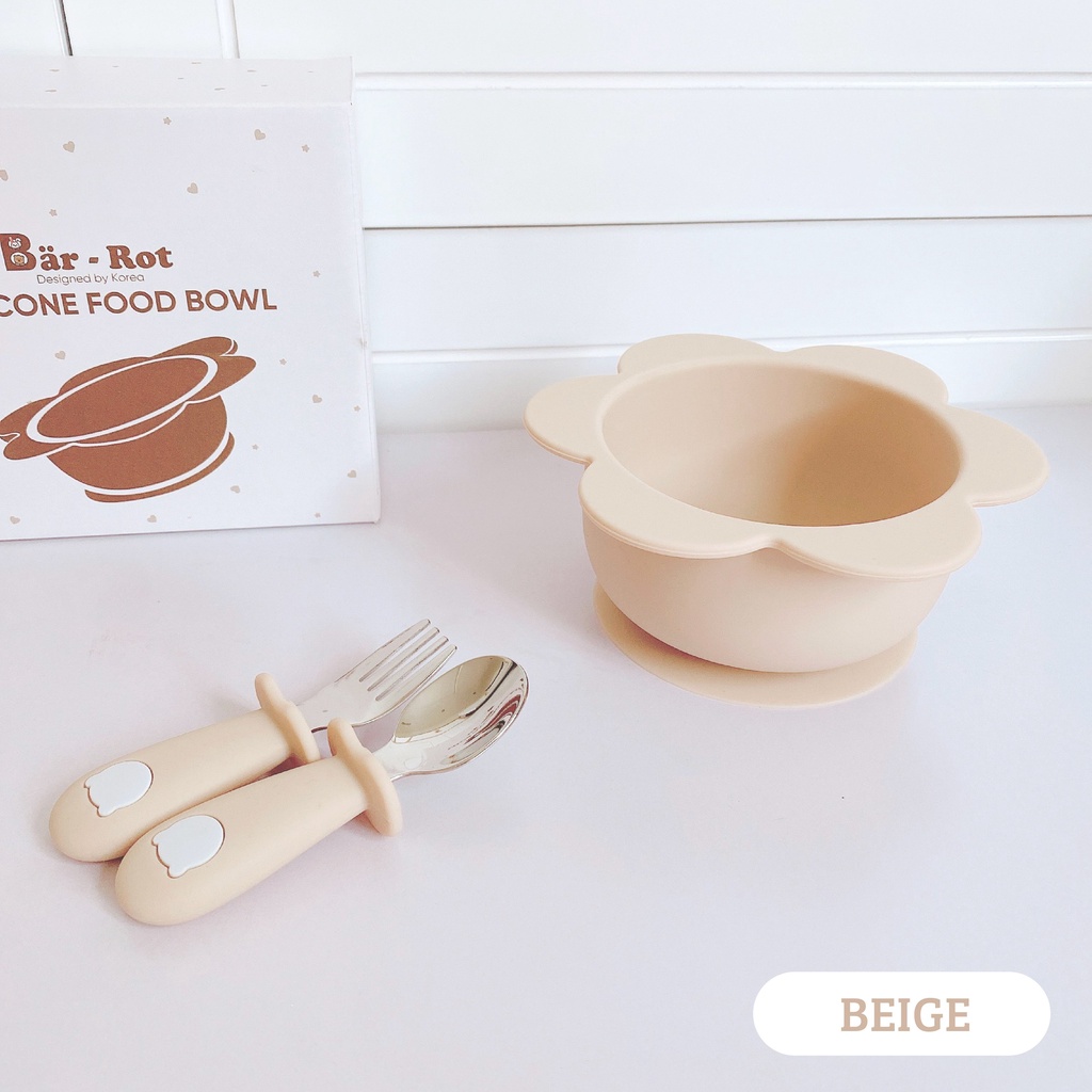 Bát Ăn Dặm Cho Bé Silicon Chính Hãng Bar-rot Hình Gấu Có Đế Hít Chống Đổ Chịu Nhiệt Siêu Tốt