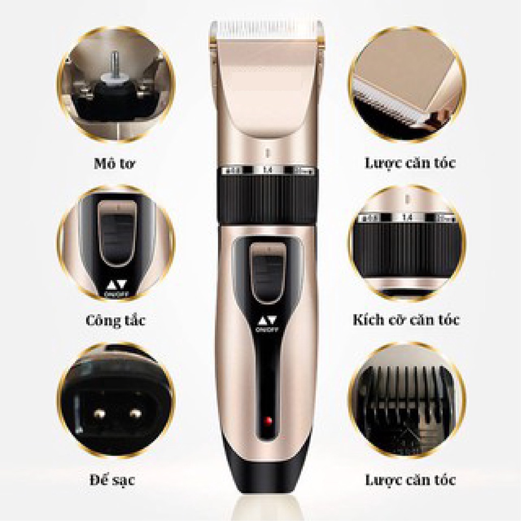 Tông đơ cắt tóc chuyên nghiệp sạc nhanh cao cấp Hair Clipper Tặng kèm 9 Phụ Kiện, Tăng đơ cắt tóc gia đình - Lỗi 1 đổi 1