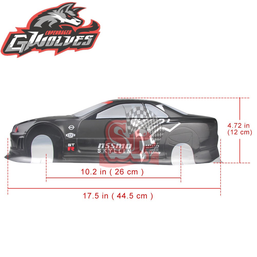 HSP YOKOMO TAMIYA Mô Hình Xe Hơi Nissan Skyline Gtr R34 Màu Xanh Dương / Xám / Vàng 200mm Tỉ Lệ 1 / 10 Rc