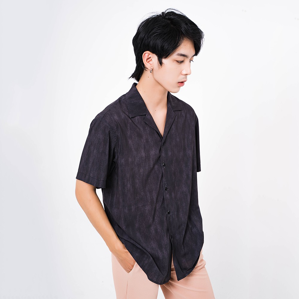 Áo sơ mi nam ĐEN XƯỚC, chất liệu vải lanh lụa thoáng mát, không nhăn, phom Regular -  ADORIS SM067