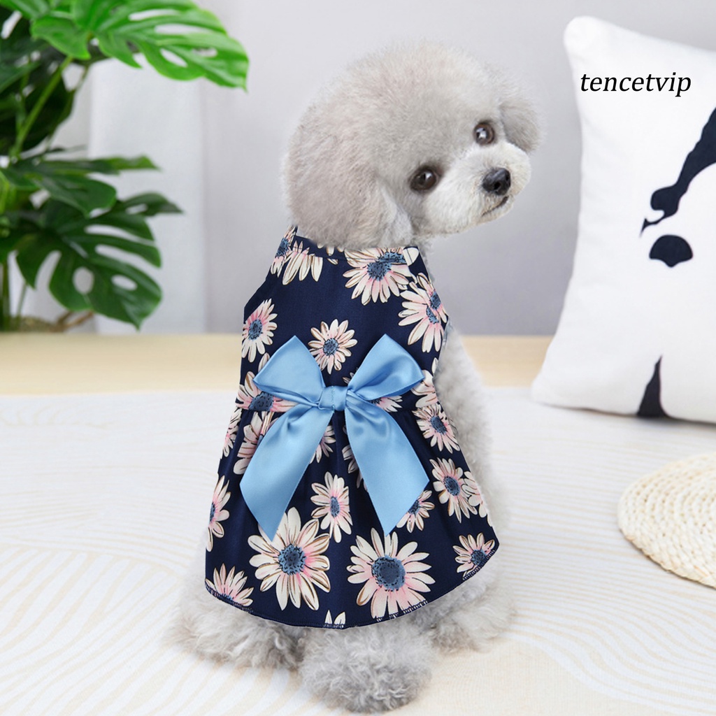 Đầm Sát Nách In Họa Tiết Thắt Nơ Thời Trang Mùa Hè Cho Cún Cưng