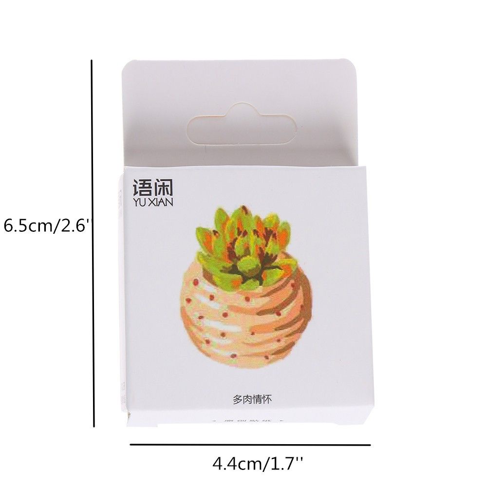 Hộp 50 miếng dán trang trí hình cây mọng nước hoạt hình đáng yêu