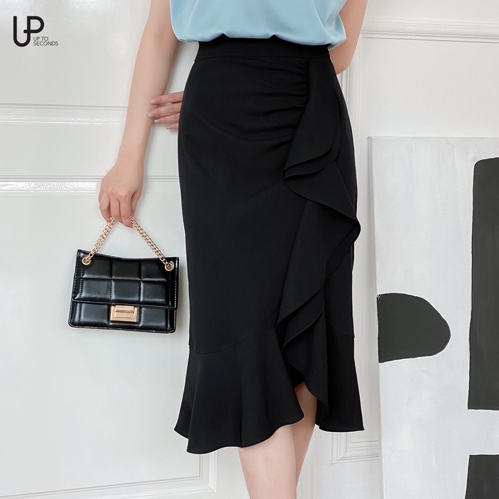 Chân váy midi UP TO SECONDS đổ bèo đuôi cá E05221- SK0431