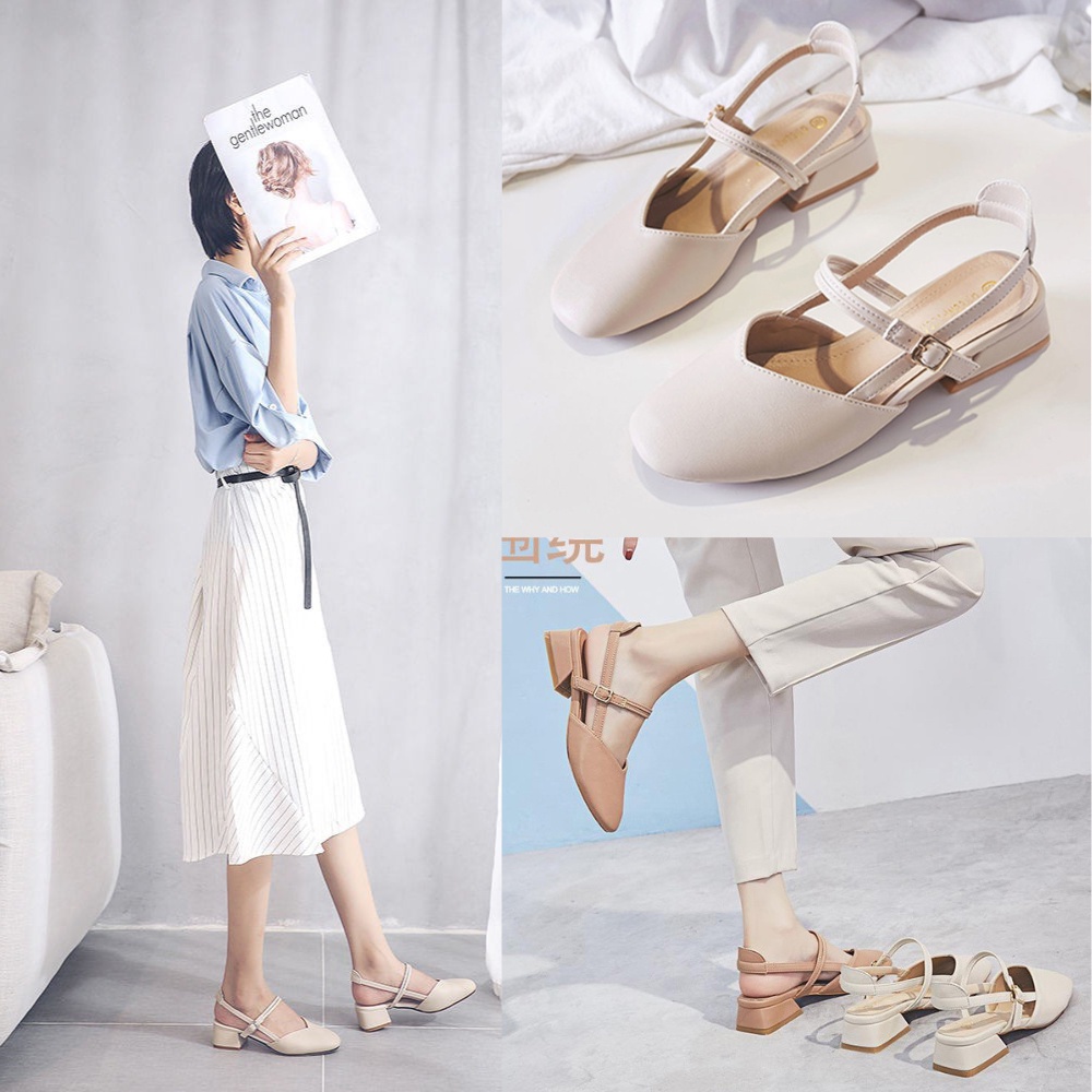 Giày cao gót bít mũi, giày búp bê 4 cm phong cách Vintage - Youmei Store D02