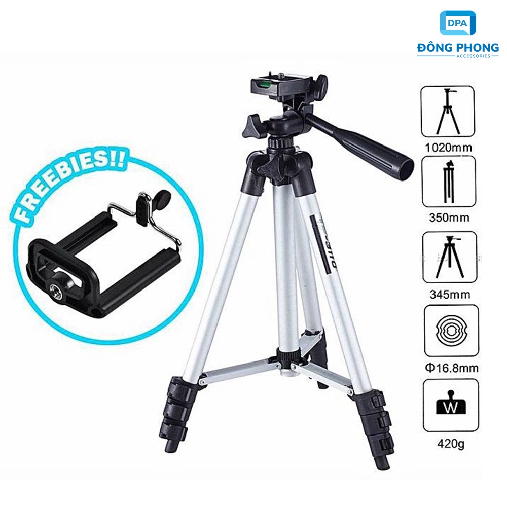 Combo Gậy Tripod Điện Thoại, Máy Ảnh TF 3110 Tặng Kẹp &amp; Remote